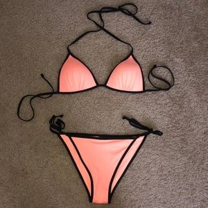 Neon orange string bikini set